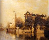 Johannes Christiaan Karel Klinkenberg - Moored Sailing Vessels Along A Quay Amsterdam